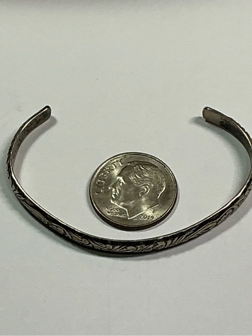 Sterling Silver Open Cuff Floral Bracelet.